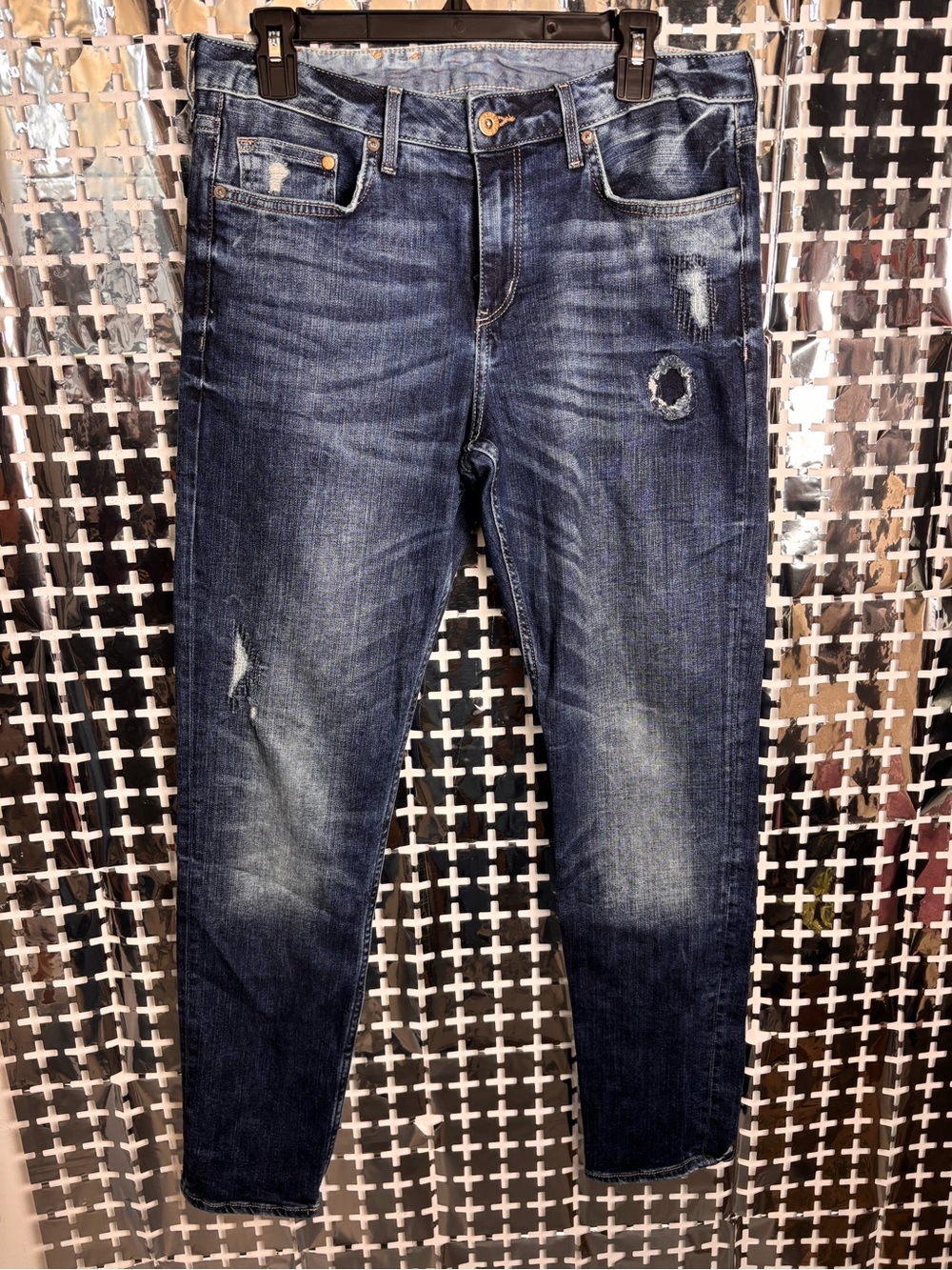 H&M Men's Slim Straight Distressed Blue Jeans
